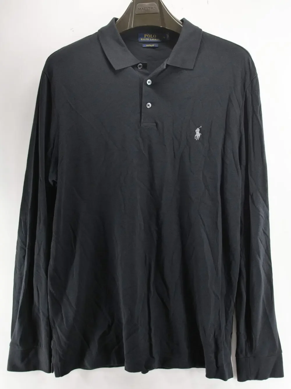 Polo Ralph Lauren Men's XL Black Long Sleeve Polo Shirt Custom Fit Modal Cotton